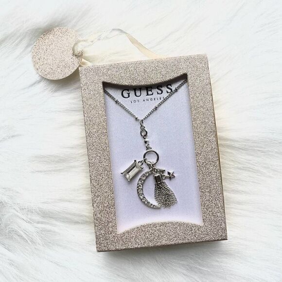 NWT GUESS Silver Charm Necklace - Picture 1 of 4